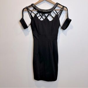 Tov Holy Charcoal Grey Cage Shift Dress Beaded